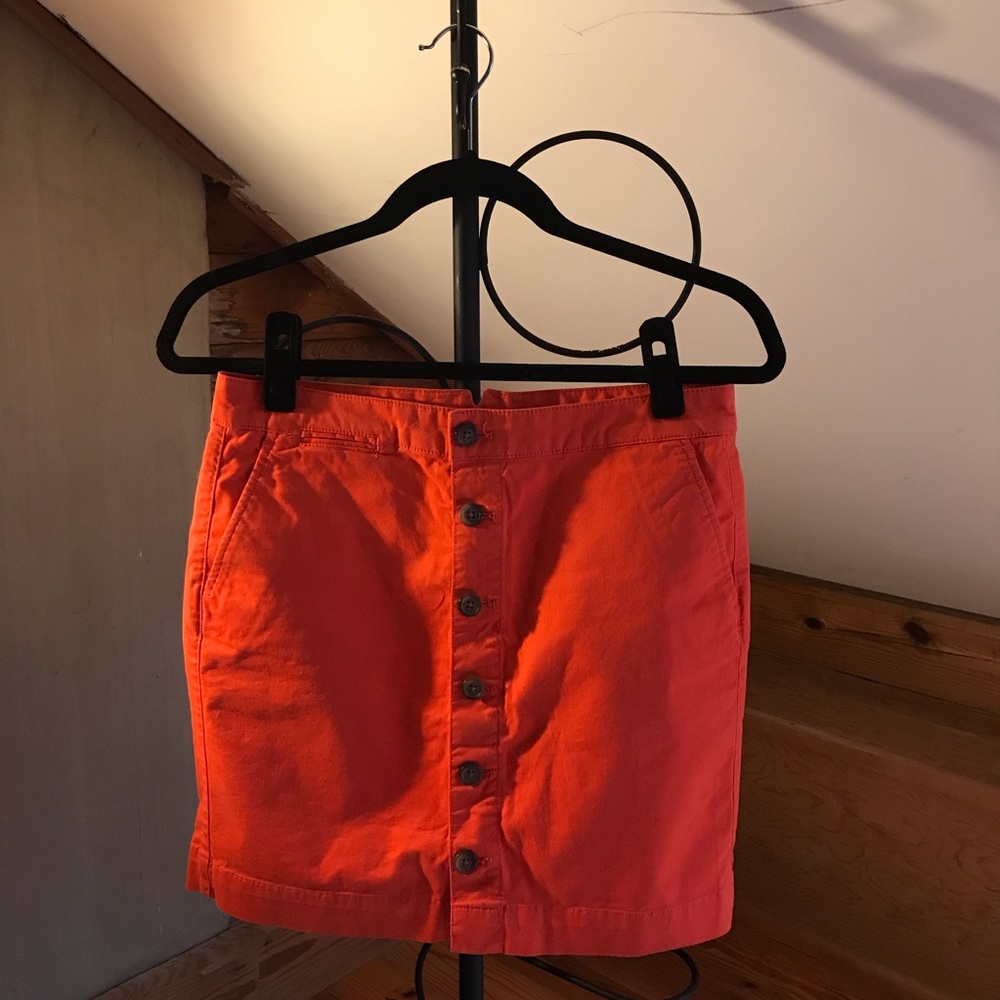 Gap Bright Orange Cotton Button Down Mini Skirt, … - image 1